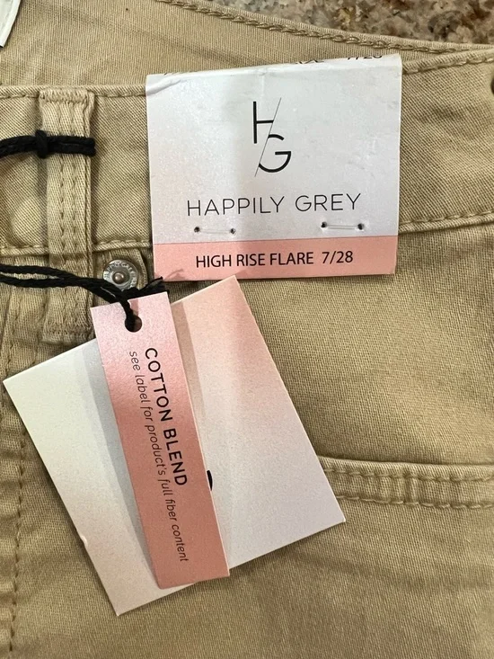 Happily Grey High Rise Flare Jeans Size 7/28 NWT Tan Stretch Denim - Picture 4 of 6